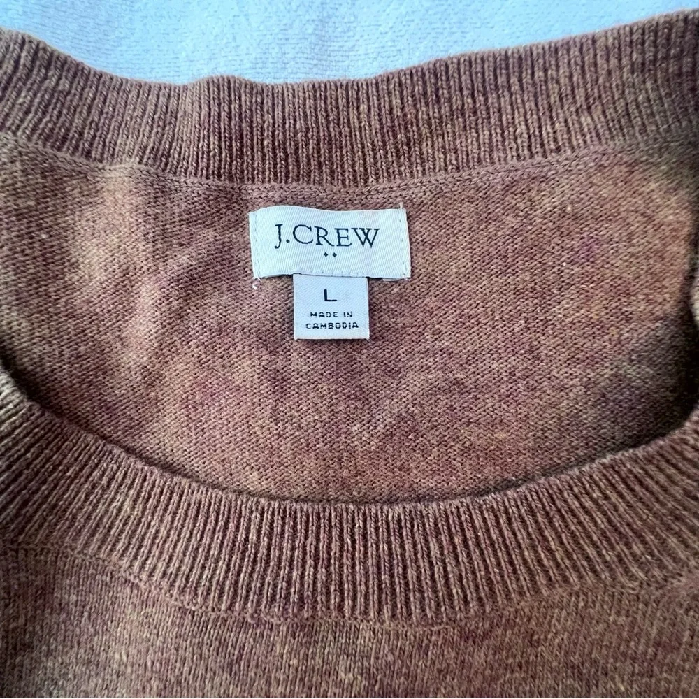 J. Crew Wool Blend Tunic Sweater Crewneck Rounded Hem in Heather Camel Women’s L